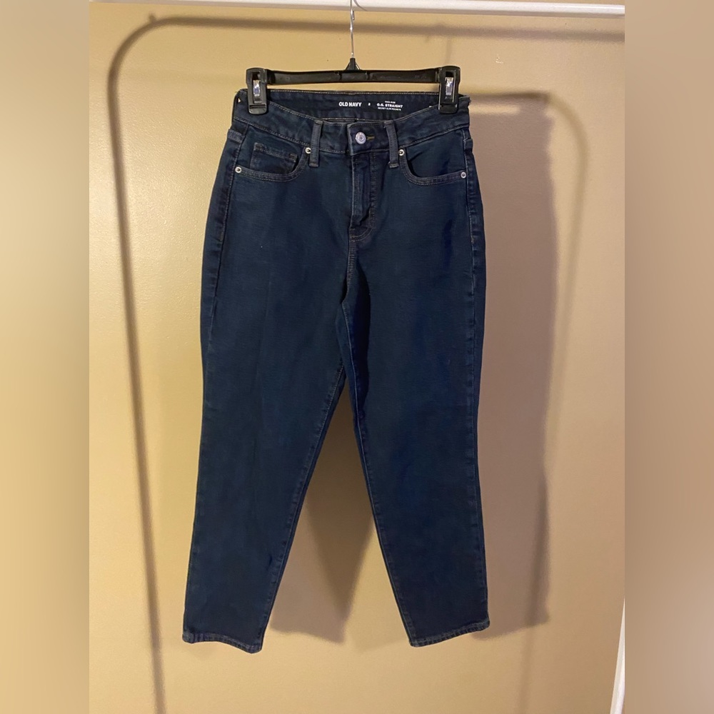 Blue straight leg jeans